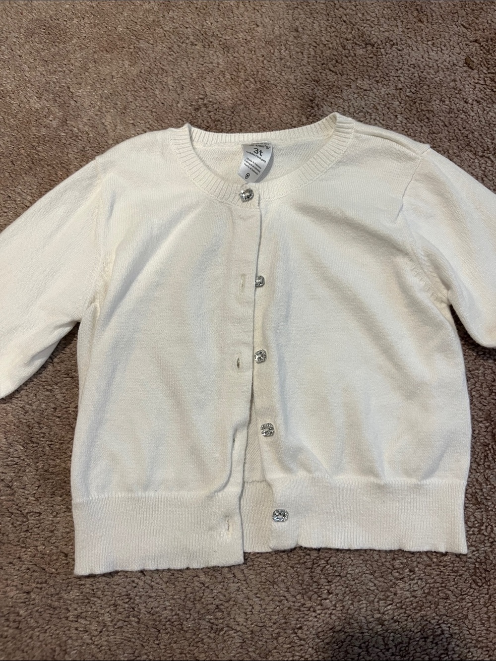 Classic Cream Button-Front Girl’s 3T Cardigan Sweater